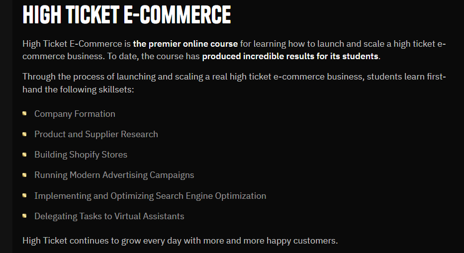Brook Hiddink – High Ticket E-Commerce Program